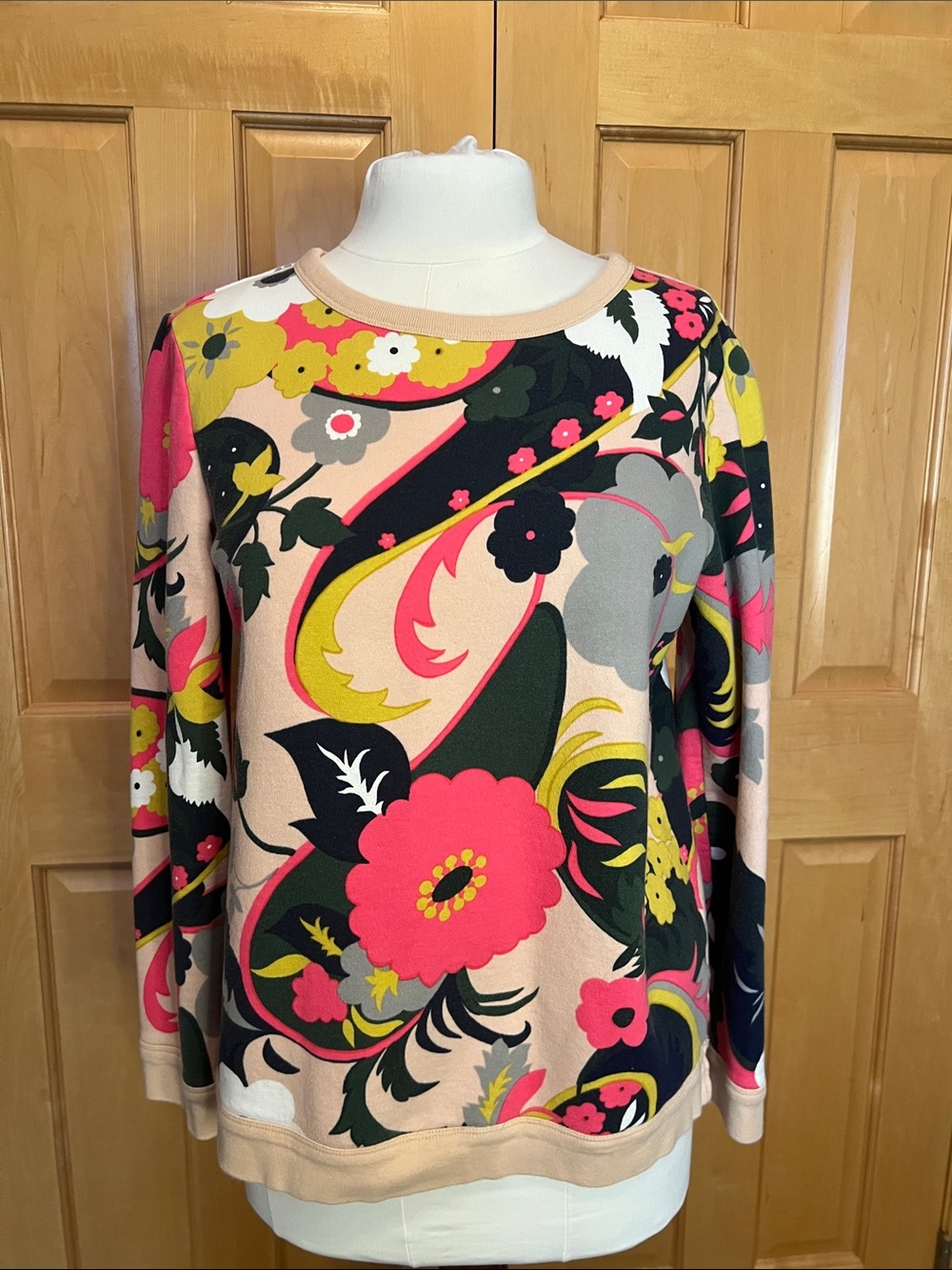 Talbots Pink Multi Floral Crewneck Sweatshirt